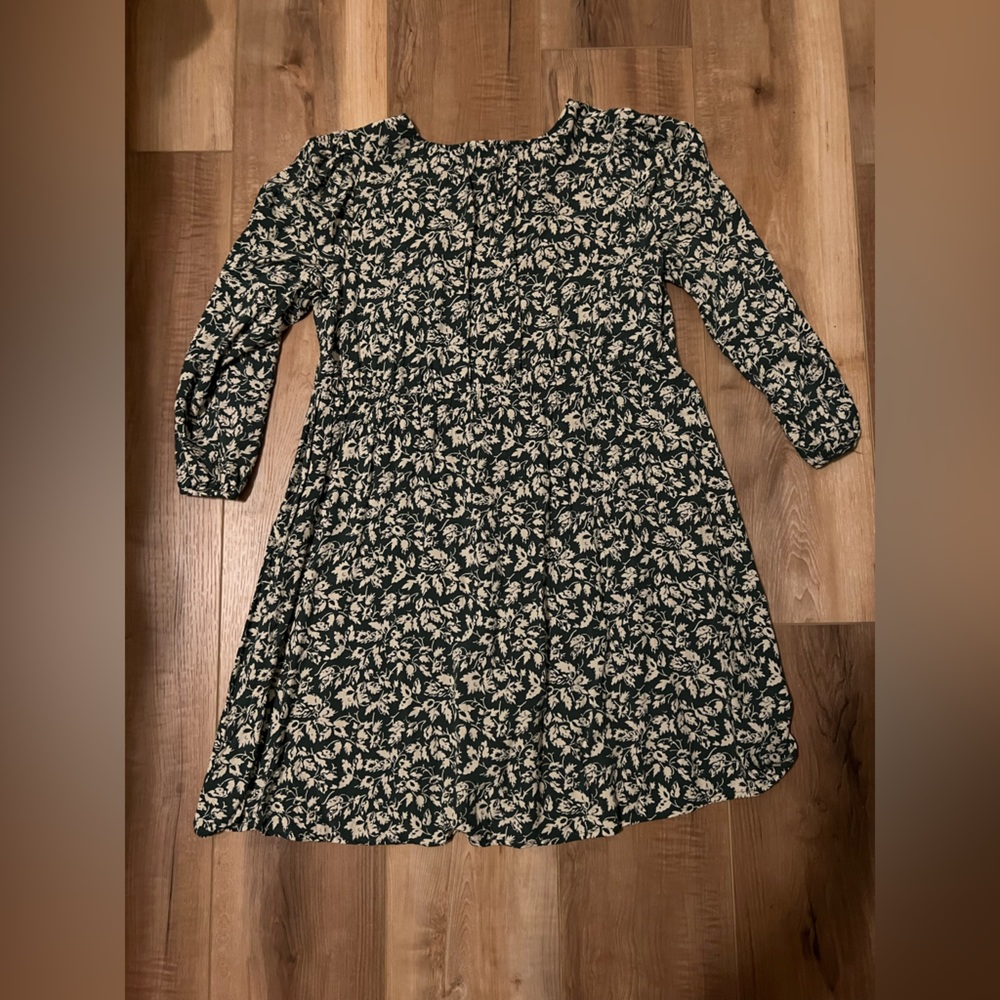 Madewell V Neck Button Front Mini Dress in Green Forest Leaves Size XS - Picture 6 of 7